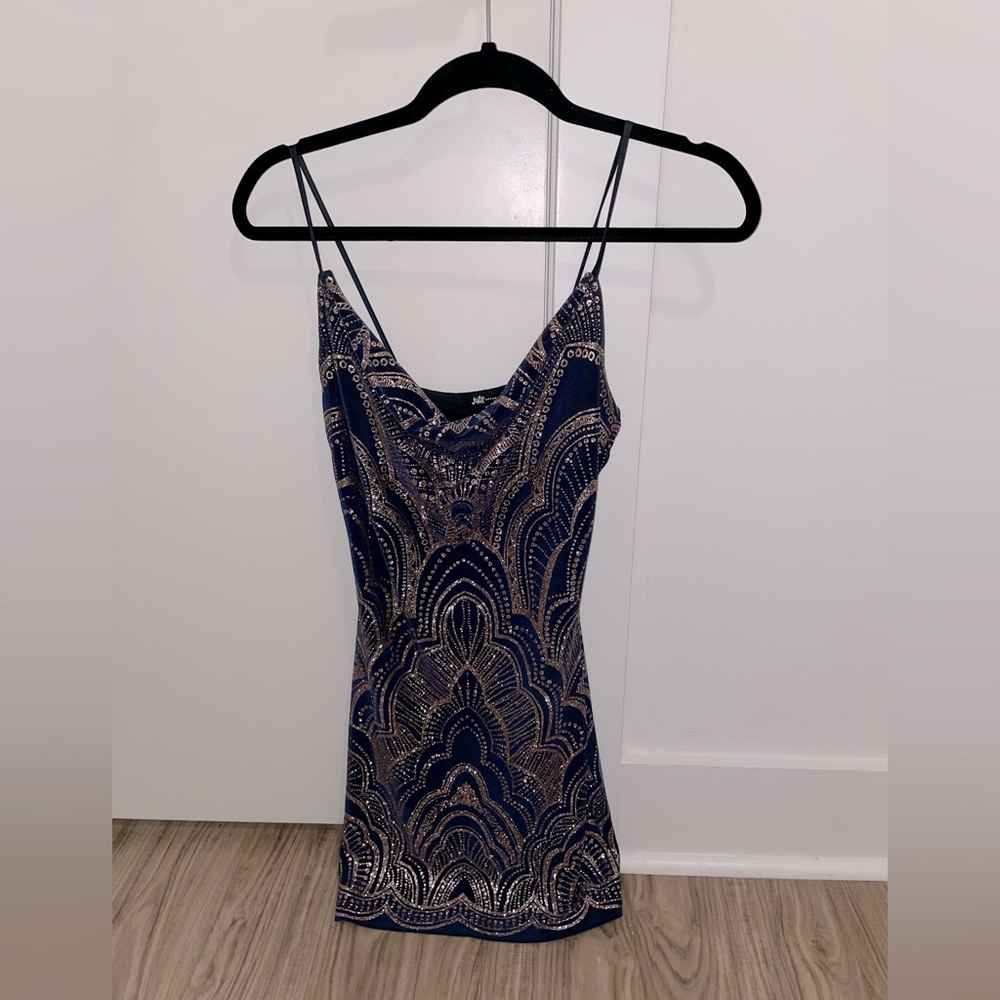 Navy blue with rose gold giltter dress